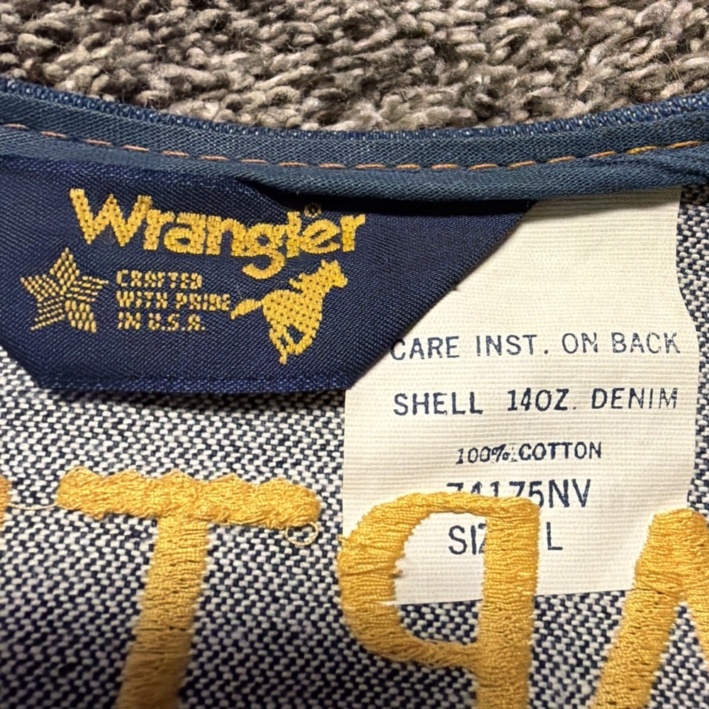 Vintage 70s Custom Denim Wrangler Biker Vest L Patches Pins GWRRA Made In USA - Picture 5 of 6